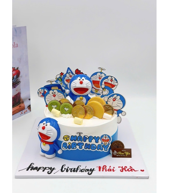 Bánh kem chúc mừng dành cho bé trai thích đô rê mon