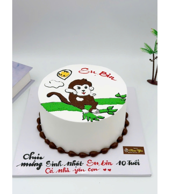 Bánh kem chúc mừng dành cho bé trai vẻ hình chú khỉ