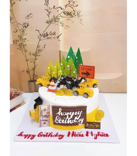 Bánh kem chúc mừng dành cho bé trai yêu thích trang trí xe