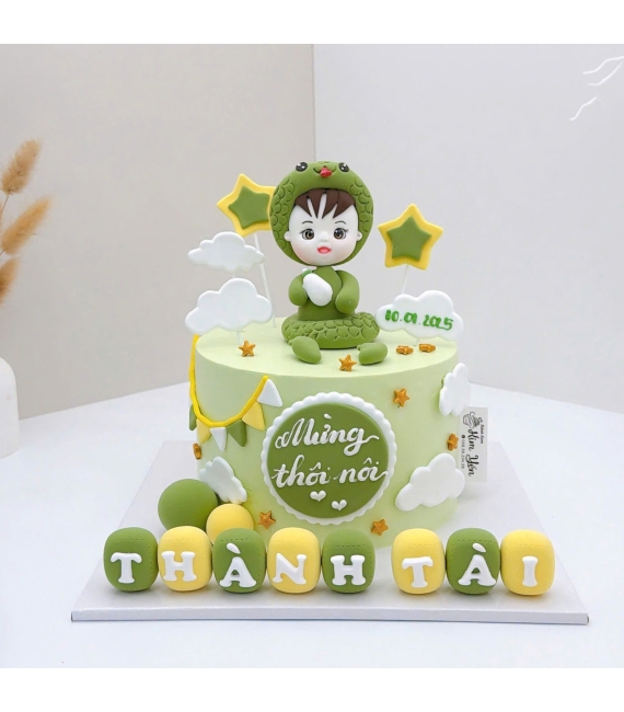 Bánh kem đầy tháng tuổi tỵ dành cho bé trai