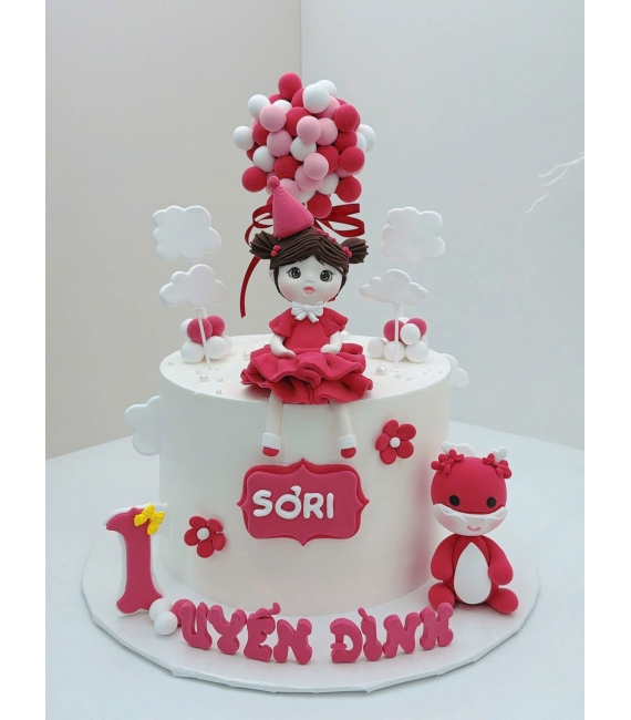 Bánh kem mừng bé gái lên 1 tuổi làm theo yêu cầu