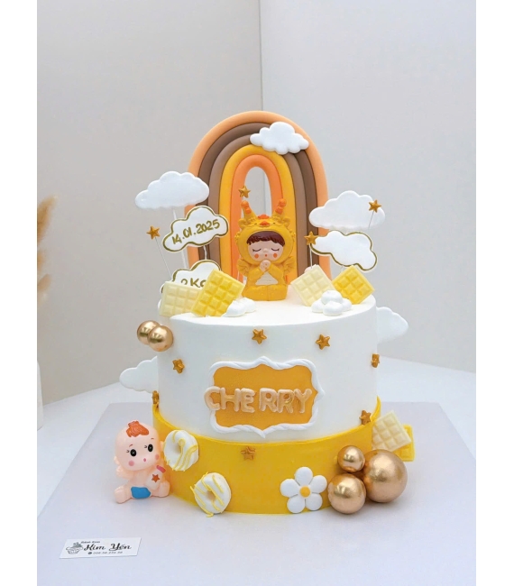 Bánh kem thôi nôi tại Kim Yến tone vàng làm theo yêu cầu