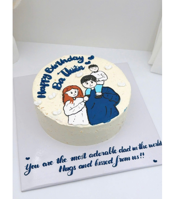 Bánh kem style Hàn Quốc vẻ hình chibi gia đình