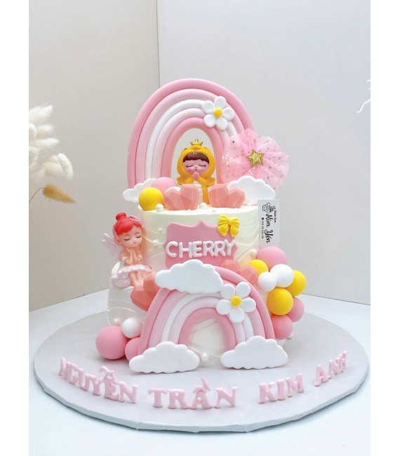 Bánh kem thôi nôi đẹp hot 2026 tone hồng dành cho bé gái