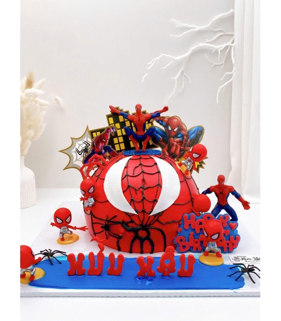 Mẫu bánh kem dành cho trai lên 7 tuổi yêu thích người nhện 