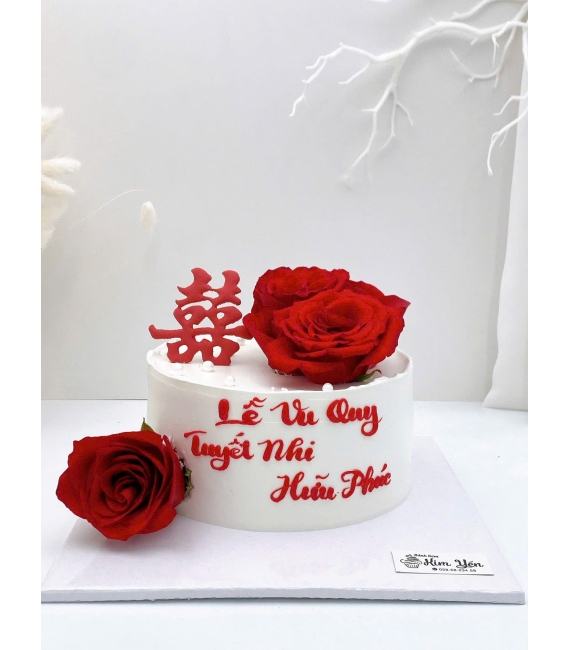 Mẫu Bánh Kem cưới tone đỏ 1 tầng mẫu đẹp 