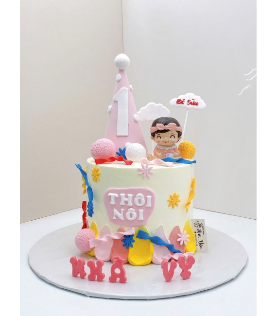 Bánh kem thôi nôi dành cho bé trai nhiều sắc màu 