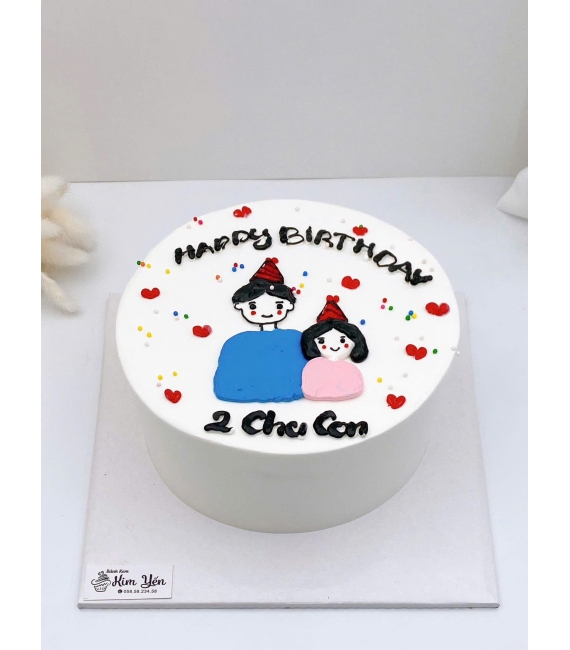 Bánh kem style Hàn Quốc dành vẻ hình chibi con gái và ba yêu 