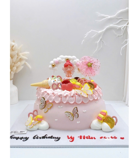  Bánh kem dành cho bé gái túi hồng hot 2026 mừng bé lên 9 tuổi 