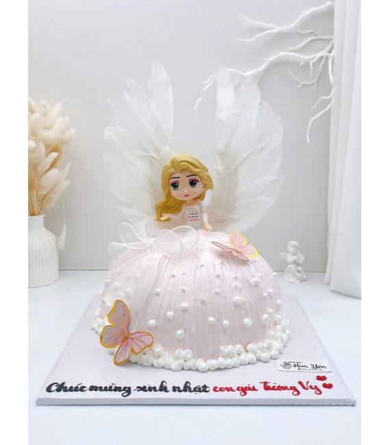 Bánh kem công chúa elsa màu hồng