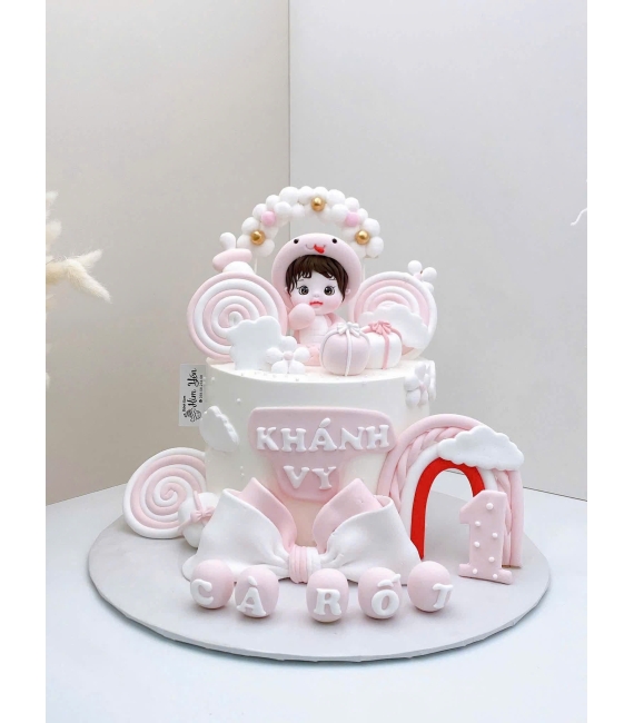 Bánh kem xinh dành cho bé gái đầy tháng hot 2026