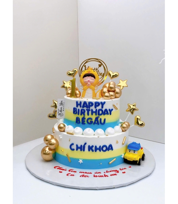 Bánh kem dành cho bé trai 2 tầng cao cấp hot 