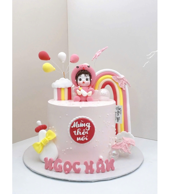Bánh kem xinh dành cho bé gái đầy tháng hot 2026 tuổi tỵ