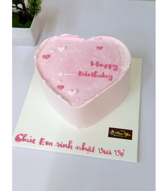 Bánh kem trái tim tone hồng dành tặng em 