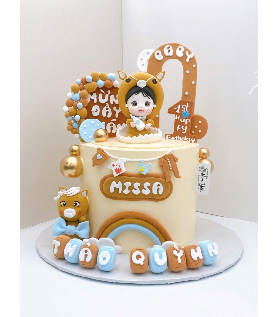 Bánh Kem đầy tháng tuổi ngọ dành cho bé gái 