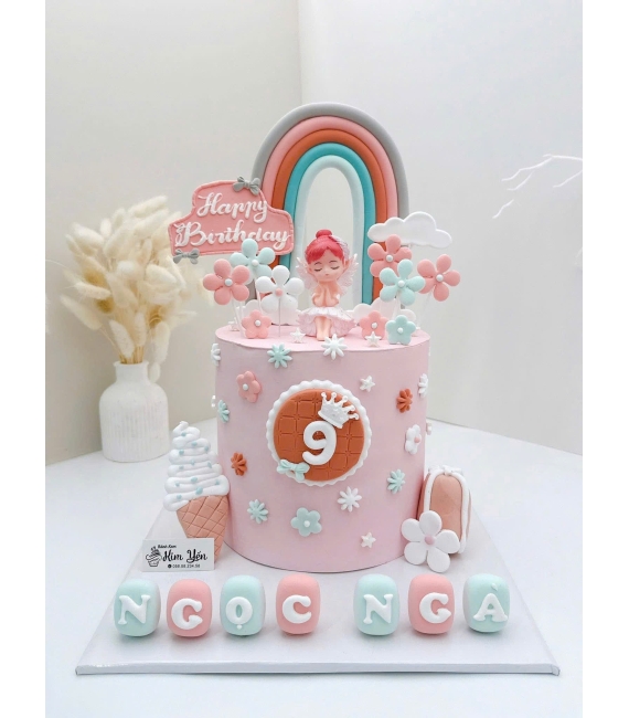 Bánh kem tạo hình dành cho bé gái lên 9 tuổi-mẫu cao cấp 