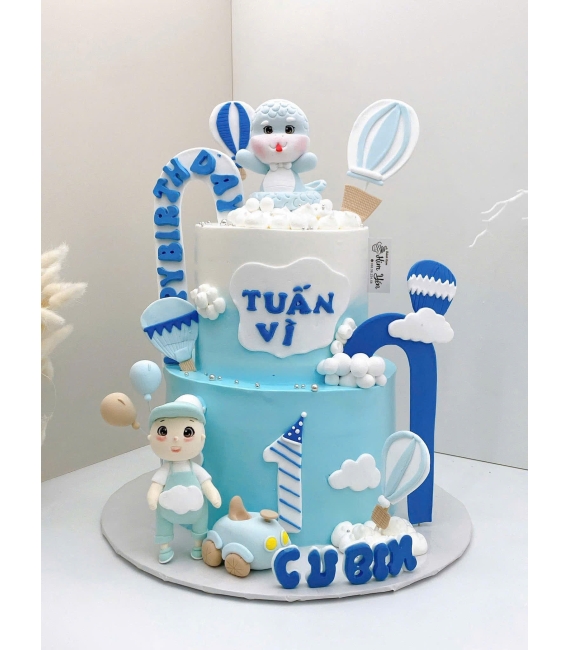 Bánh Kem tuổi tỵ tone xanh dương hot