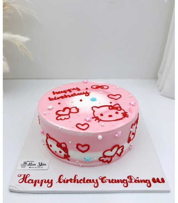 Bánh kem bé gái tạo hình hello kitty