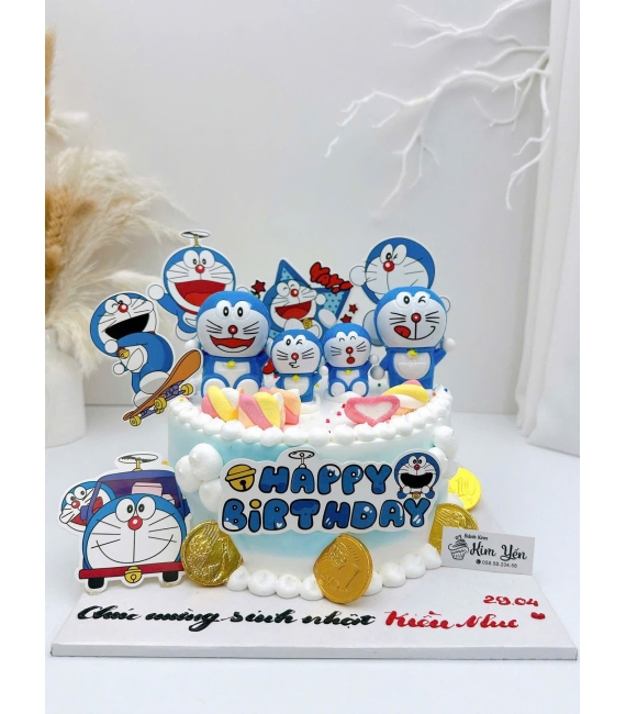 Bánh kem tặng dành cho bé trai yêu thích đô rê mon 