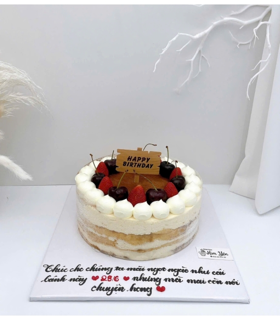 Bánh kem trái cây mix dâu cherry theo yêu cầu hot 