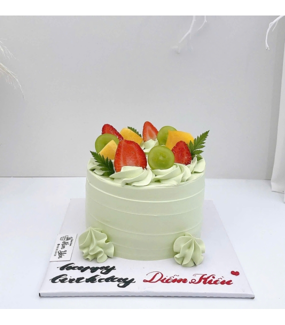 Bánh kem trái cây tone xanh tặng nam 